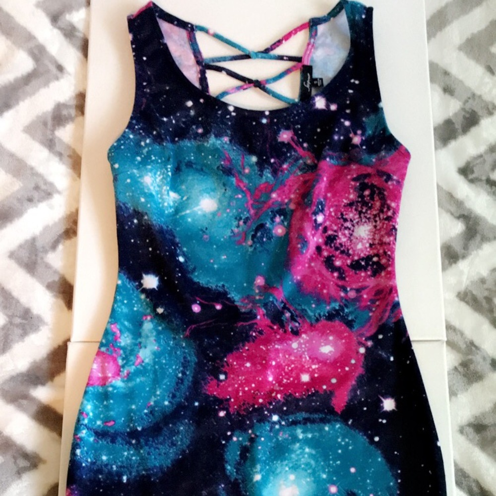 Galaxy Print Bodicon Mini Dress